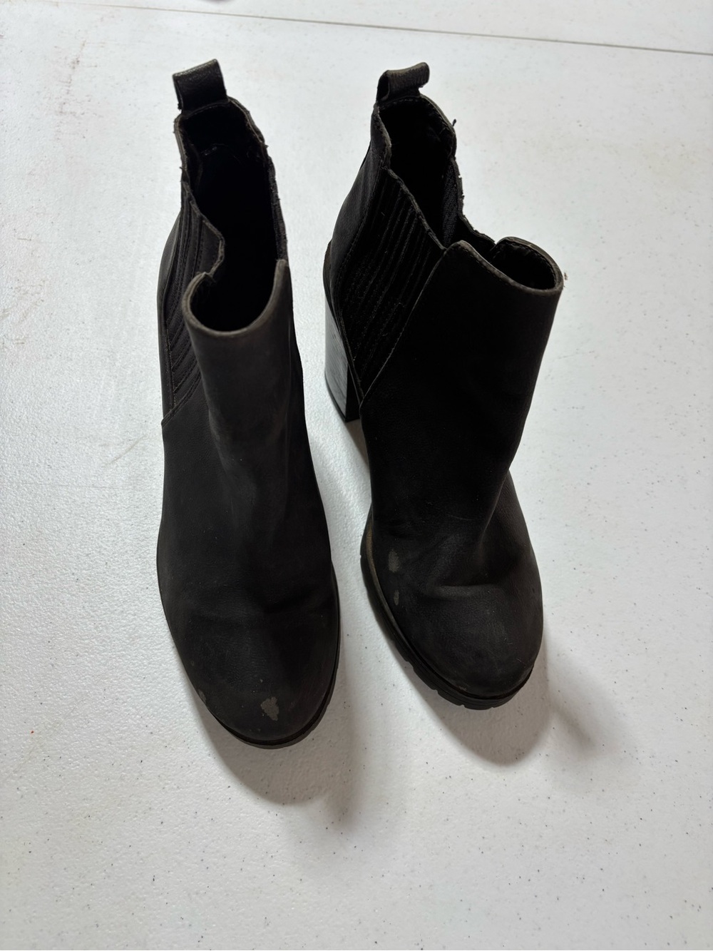 Women's Black Chelsea Ankle Booties with Stacked Heel